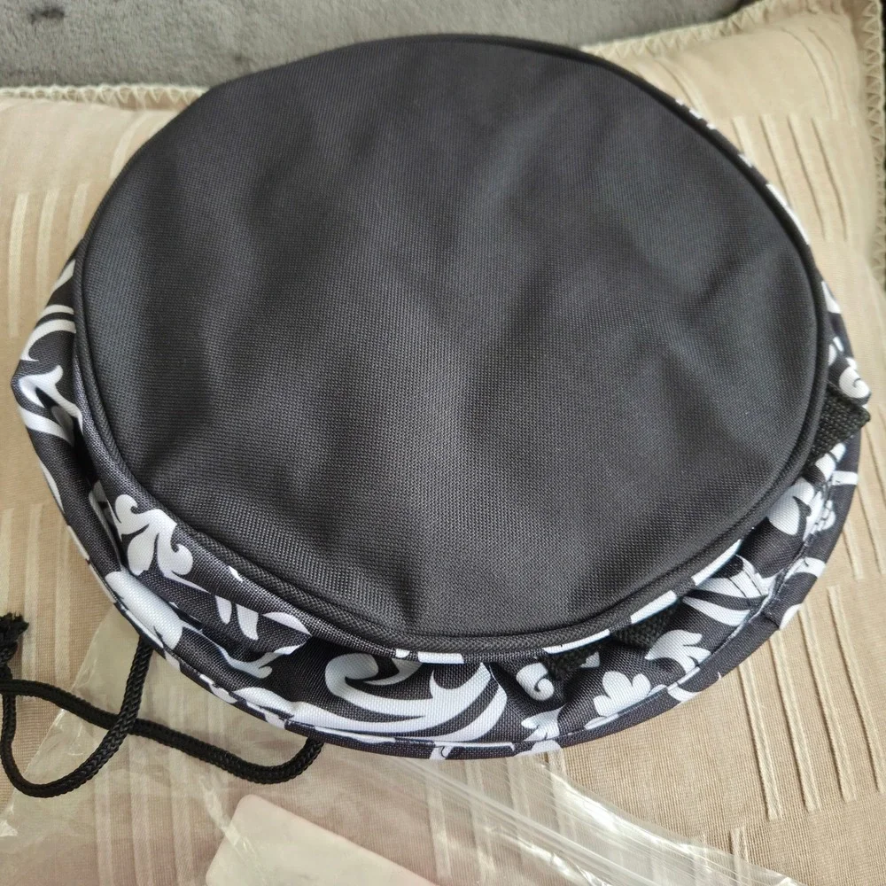 Thirty-One Retired Cinch-Top Bin Black Parisian Pop Damask Storage Organizer NIP